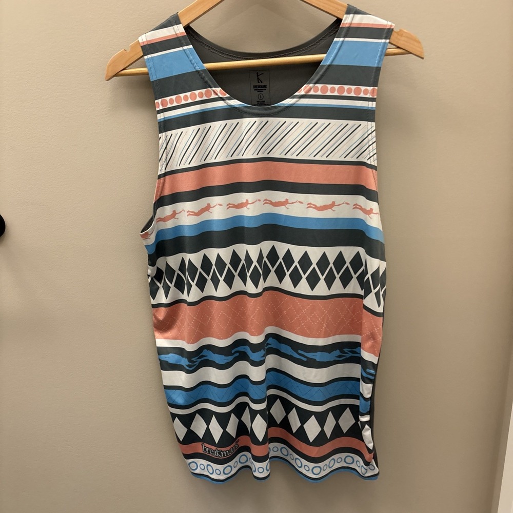 Breakmark Women's large tank top ultimate frisbee figures top peach gray blue